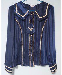 Shuttle of Light | 浅光 学院风海军领双色衬衫(シャツ/ブラウス)