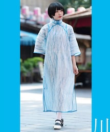 仓山一叶 | 【清川】20s倒大袖旗袍双襟宕条筒领A摆复古(ワンピース/ドレス)