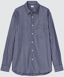 UNIQLO | エクストラファインコットンブロードストライプシャツ　ブルー(シャツ/ブラウス)