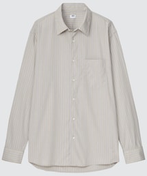 UNIQLO | エクストラファインコットンブロードストライプシャツ　ベージュ(シャツ/ブラウス)
