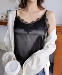 plus nao | レースサテンキャミ(キャミソール)
