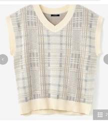しまむら | チェック柄ニットベスト Lサイズ着用(ベスト)