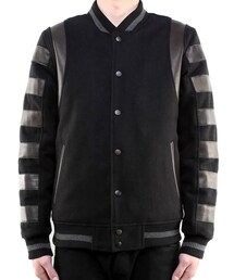 NEXHYPE | Black Leather Varsity Jacket(ジャケット/アウター)