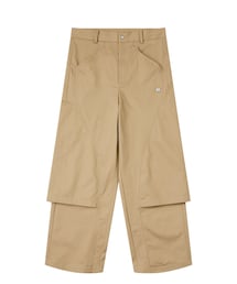 arcroom | CURVED CUT PLEATED TROUSERS - KHAKI(パンツ)