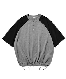 CLESSTE | RAGLAN HENLEY NECK S/S T-SHIRT WITH DRAWSTRINGS (GRAY×BLACK) CLS-TE-2613(トップス)