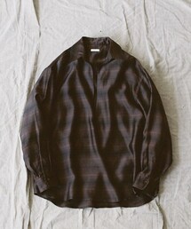 LIDNM | SILK TENCEL BORDER VAREUSE(シャツ/ブラウス)