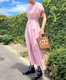 instyle | ウエスト ギャザー ロング ワンピース 商品番号: drezl0883pkf(ワンピース/ドレス)