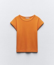 ZARA | リブコットンTシャツ(Tシャツ/カットソー)