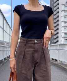 UNIQLO | リブスクエアネックブラT(トップス)