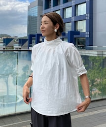 instyle | スタンドカラー 半袖 ブラウス 商品番号: shizl2285whf(シャツ/ブラウス)