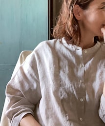 crea delice | オーガニックリネンビブフロントチュニック(チュニック)