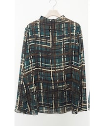 CFT. | pattern check bottle neck sheer blouse(トップス)