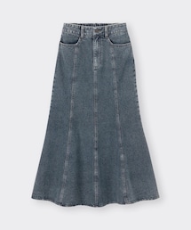GU | デニムフレアマキシスカート(デニムスカート)
