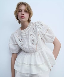ZARA | ZW COLLECTION ロマンチック刺繍ブラウス ¥6590 S(シャツ/ブラウス)