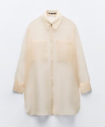 ZARA | ロング丈オーガンザシャツ(シャツ/ブラウス)