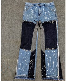 メルカリ出品中 | ダブルニー ペイント デニムパンツ リメイク(デニムパンツ)