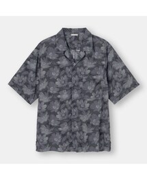 GU | オープンカラーシャツ[5分袖][フラワー](シャツ/ブラウス)