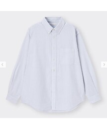 GU | オックスフォードシャツ〔長袖〕〔ストライプ〕(シャツ/ブラウス)