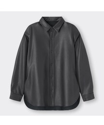 GU | フェイクレザーオーバーサイズシャツ(シャツ/ブラウス)
