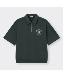 GU | スウェTハーフジップ[5分袖][ロゴ](Tシャツ/カットソー)