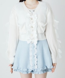 Ank Rouge | Ank Rouge/リボン透かし編みカーデ(ホワイト)(カーディガン/ボレロ)