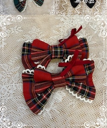 小能熊lolita | 小能熊lolita/劳拉的玩偶边夹(Lara's Dollサイドクリップ)(赤チェック)(バレッタ/ヘアクリップ)