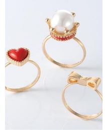 しまむら | しまむら/m♡petit by misako/リング3点セット(青木美沙子)(レッド)(リング)