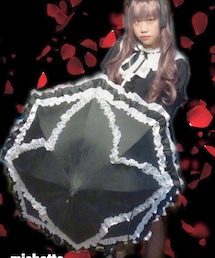 Lumiebre | Lumiebre/ルミエーブル×セレスティア•ルーデンベルク(ダンガンロンパ)｜完全遮光 日傘 傘 パゴダ傘 UVカット 晴雨兼用 レディース かさ 雨傘(黒•白•赤系)(長傘)