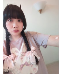 DearMyLove | DearMyLove/十字架レースフリルツインリボンクリップ(横十字架 ピンク)(バレッタ/ヘアクリップ)