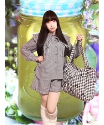 しまむら | しまむら/m♡petit by misako/トートバッグ(ギンガムチェック)(AMリボンキルトCHKTT)(ブラック)(トートバッグ)