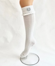 しまむら | しまむら/レディース ハイソックス(クラロリくる実)(ECkurumiHSシシュウ)(ホワイト)(ソックス/靴下)
