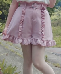 DearMyLove | DearMyLove/バックルベルトフリルレースショートパンツ(ピンク)(その他パンツ)