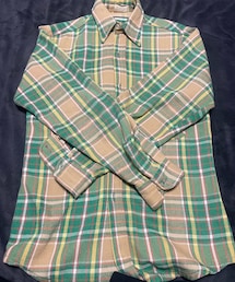 BIG MAC | ヴィンテージヘビーネルシャツM グリーン×ベージュ 70S (シャツ/ブラウス)