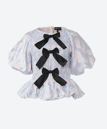 Sister Jane | Sister Jane - bow front jacquard top in blue(トップス)