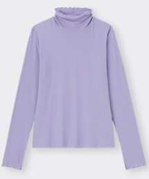 GU | ソフトリブタートルネックT purple M ¥990(トップス)