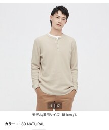 UNIQLO | ワッフルヘンリーネックTシャツ(Tシャツ/カットソー)