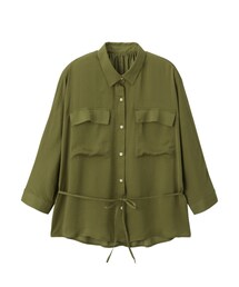 GU | サテンダブルポケットブラウス（七分袖）(シャツ/ブラウス)