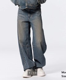 GU | Barrel Leg Jeans/Long+EC(81cm)(デニムパンツ)