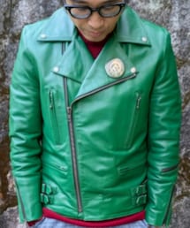 緑色の革ジャン | ライダースジャケット
