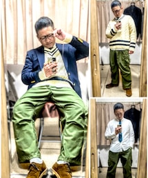 🔸前回の紺ブレミリトラコーデ🐸✨ | 🔸ミリタリートラッド　#カーゴパンツ #メガネおやじ(その他)