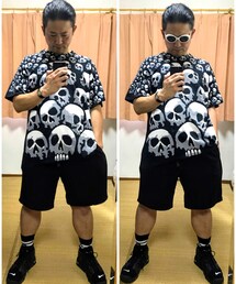 🔸昨日のトラヴィス投稿😎‼️ | 🔸トラヴィス着用  スカル総柄Tシャツコーデ😎‼️(その他)