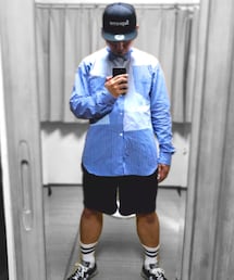 🔸夏のストライプシャツコーデ🐷✨ | 🔸ギャルソンシャツ×ショートパンツ(その他)