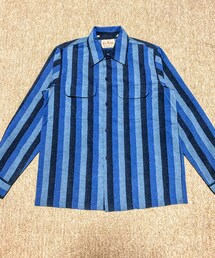 LEVI'S VINTAGE CLOTHING | 🔸LVC 好配色‼️太ストライプ オープンカラーボックスシルエットシャツ(ブルー) L(シャツ/ブラウス)