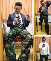 🔸キレイめミリタリーミックスコーデ🐷✨ | 🔸ウッドランドカモのパンツ(M 65)×ツイードジャケット✨(その他)