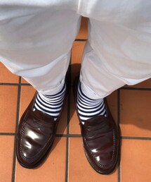 ALDEN | 🔸夏バージョン🍉白チノパンツ×ボーダーソックス×ペニーローファー(ローファー)