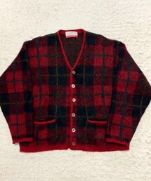 VINTAGE | 🔸70sJANTZEN  チェックモヘアカーディガン(赤) ★メルカリ出品中‼️  (カーディガン/ボレロ)