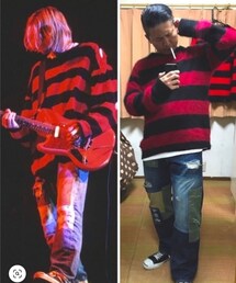 🔸昨年の赤黒ボーダーニットコーデ😎‼️ | 🔸赤黒ボーダーニットコーデ😎‼️(その他)