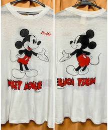 VINTAGE | 🔸90s USA製 Mickey 両面プリントTシャツ 白 L(Tシャツ/カットソー)