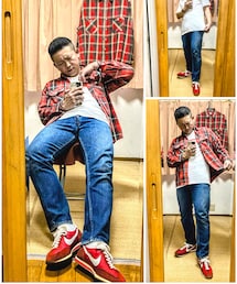 🔸前回の赤ネルコーデ🐷✨ | 🔸白目内出血コーデ🙋‍♀️  60s BIGMAC ネルシャツ 赤 L ★メルカリ出品中🙋‍♂️(シャツ/ブラウス)