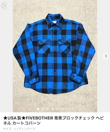 VINTAGE | 🔸FIVE BROTHERS ブロックチェックヘビネル(青黒)L ★メルカリ出品中‼️(シャツ/ブラウス)